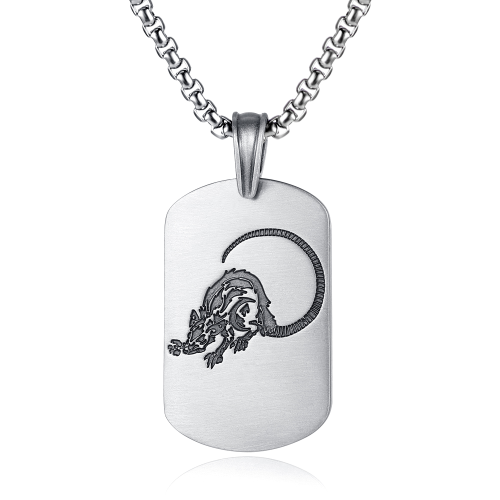 EVBEA Chinese Zodiac - Rat Square Pendant Necklace