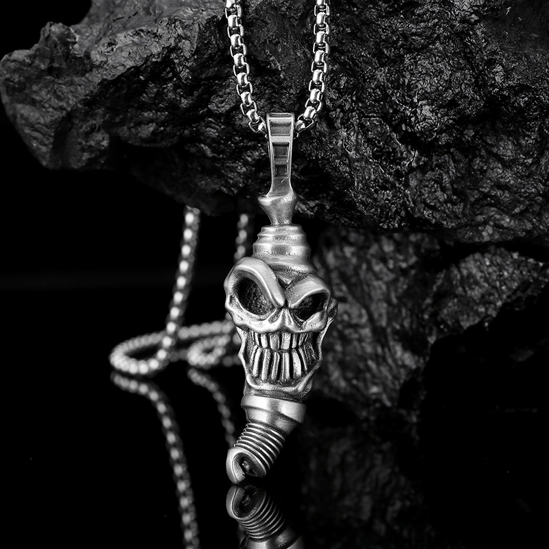 EVBEA Skull Spark Plug Pendant Necklace