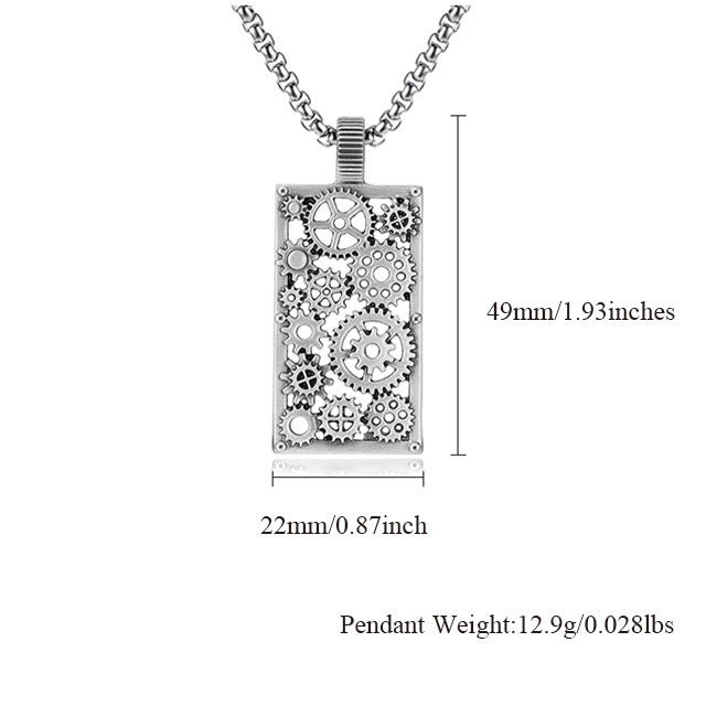 EVBEA Steam Peng Hollow Gear Square Plate Pendant Necklace