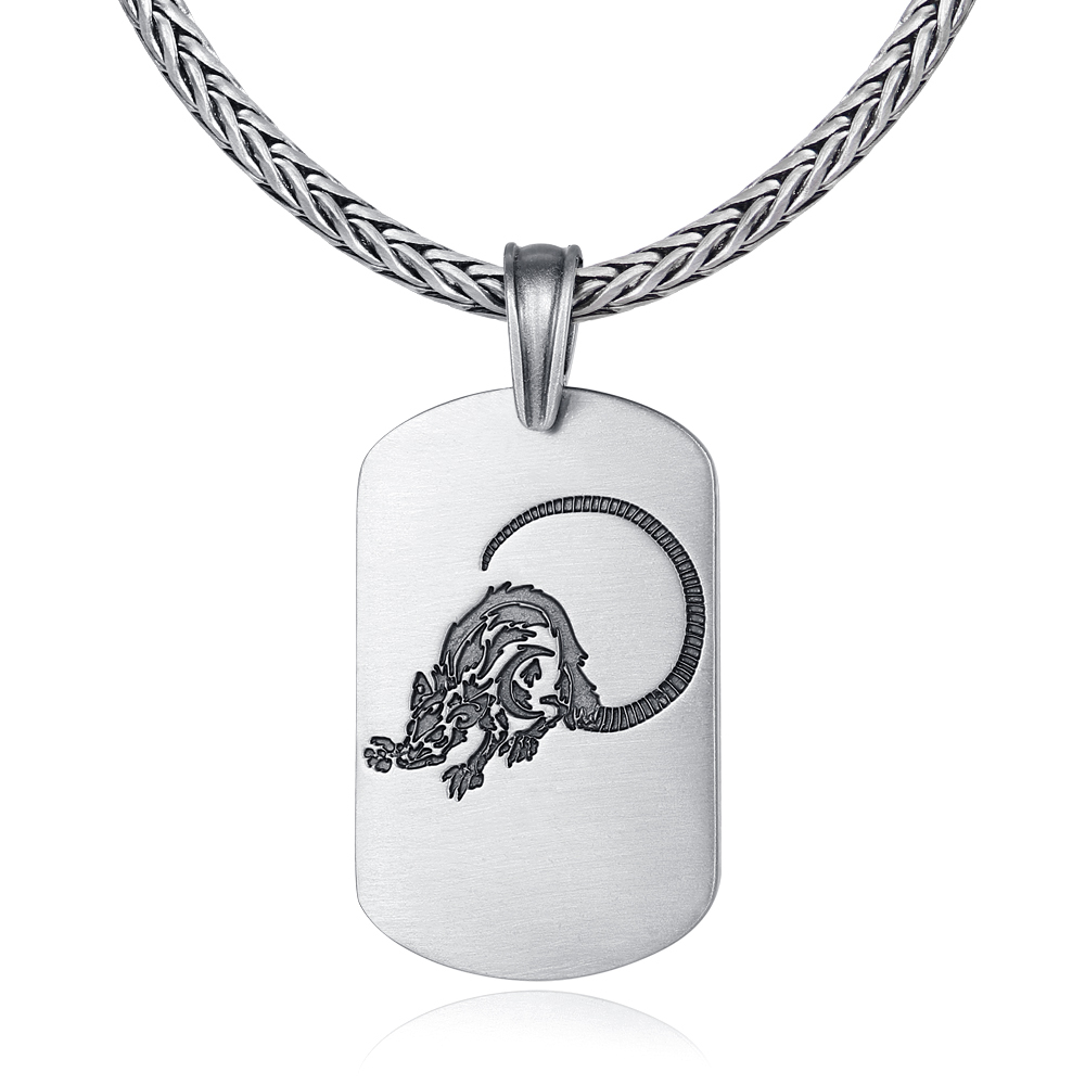 EVBEA Chinese Zodiac - Rat Square Pendant Necklace