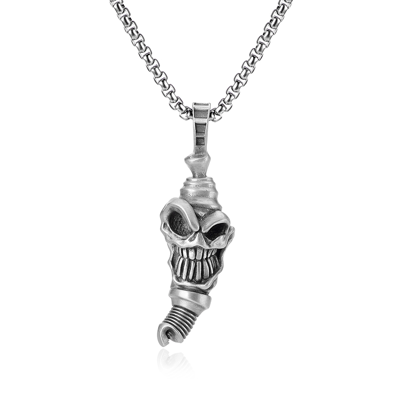 EVBEA Skull Spark Plug Pendant Necklace