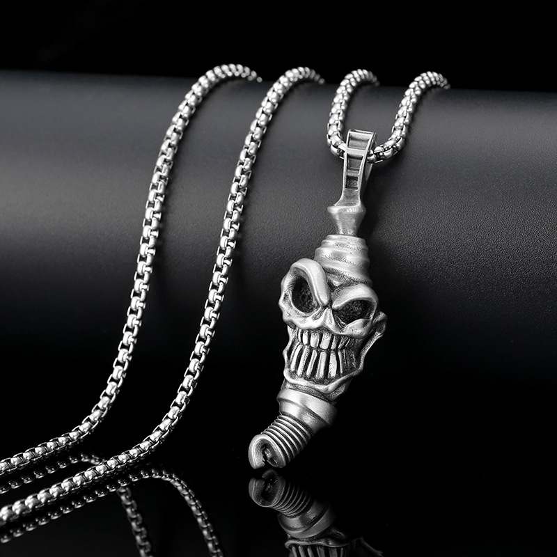 EVBEA Skull Spark Plug Pendant Necklace