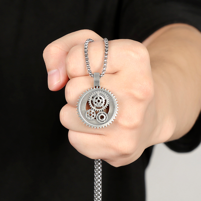 EVBEA Steampunk Hollow Gear Pendant Necklace