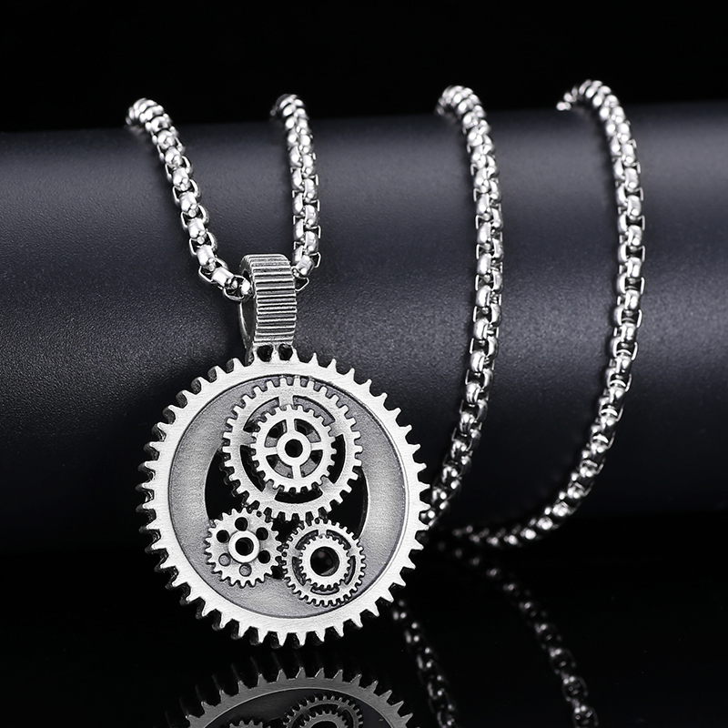 EVBEA Steampunk Hollow Gear Pendant Necklace