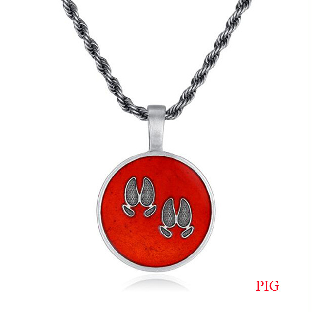 EVBEA Chinese Zodiac - Pig Footprints - Black Pendant