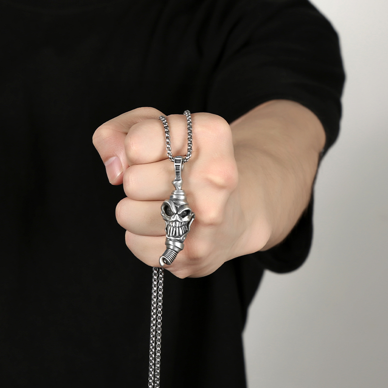 EVBEA Skull Spark Plug Pendant Necklace