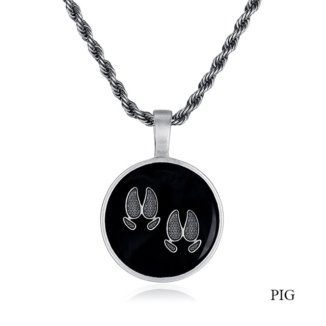 EVBEA Chinese Zodiac - Pig Footprints - Black Pendant