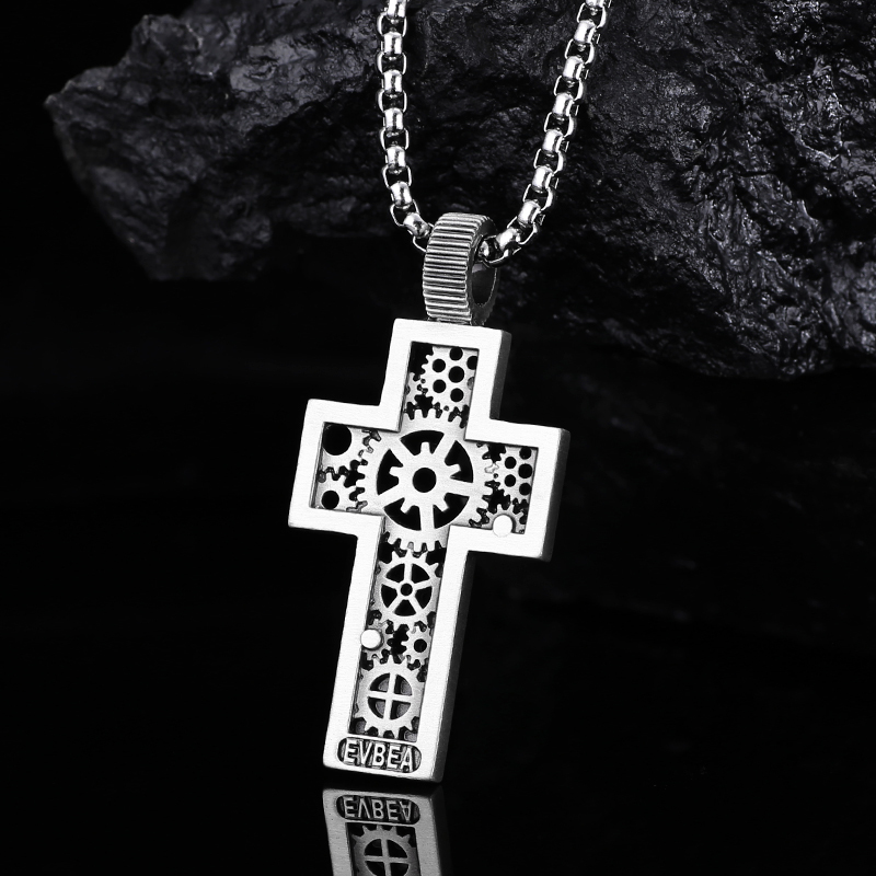 EVBEA Steam Peng Hollow Gear Square Plate Pendant Necklace