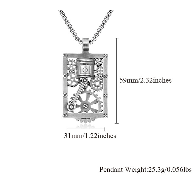 EVBEA Steam Peng Piston Gear Hollow Square Pendant Necklace