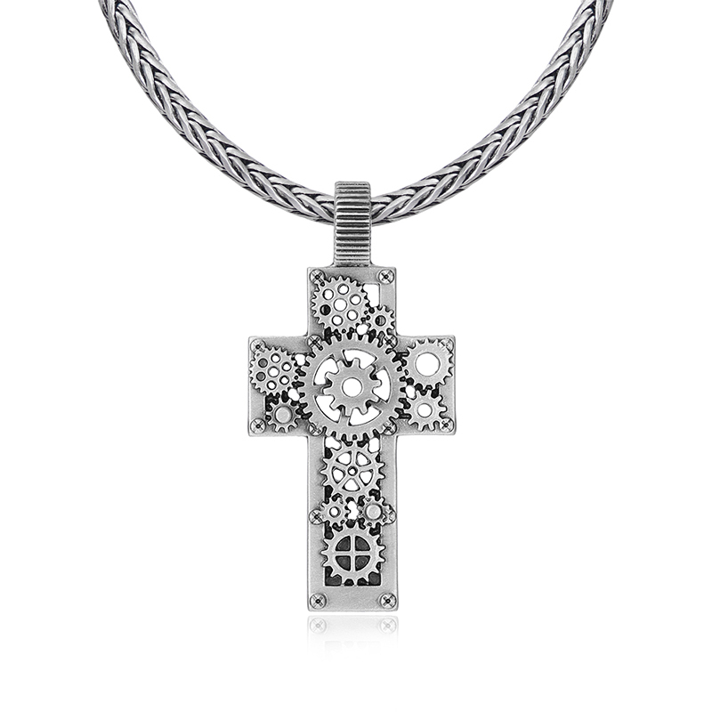 EVBEA Steam Peng Hollow Gear Square Plate Pendant Necklace