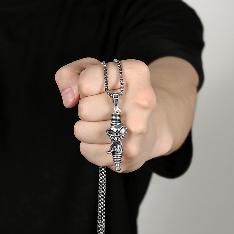 EVBEA Steampunk Spark Plug Pendant Necklace