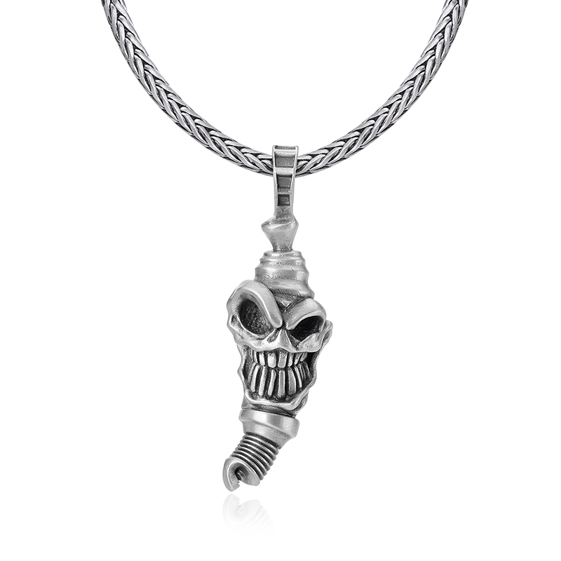 EVBEA Skull Spark Plug Pendant Necklace