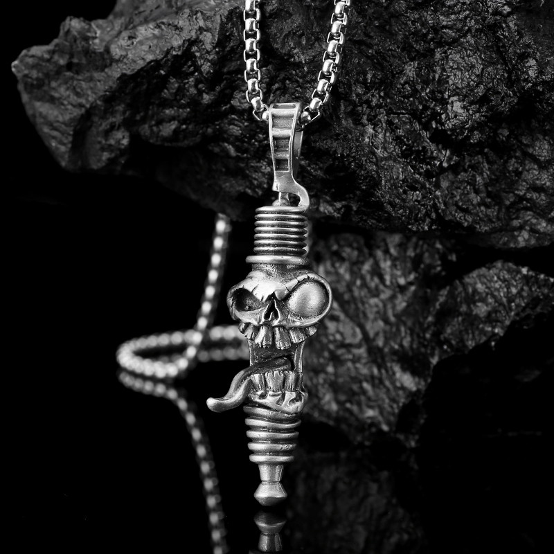 EVBEA Steampunk Spark Plug Pendant Necklace