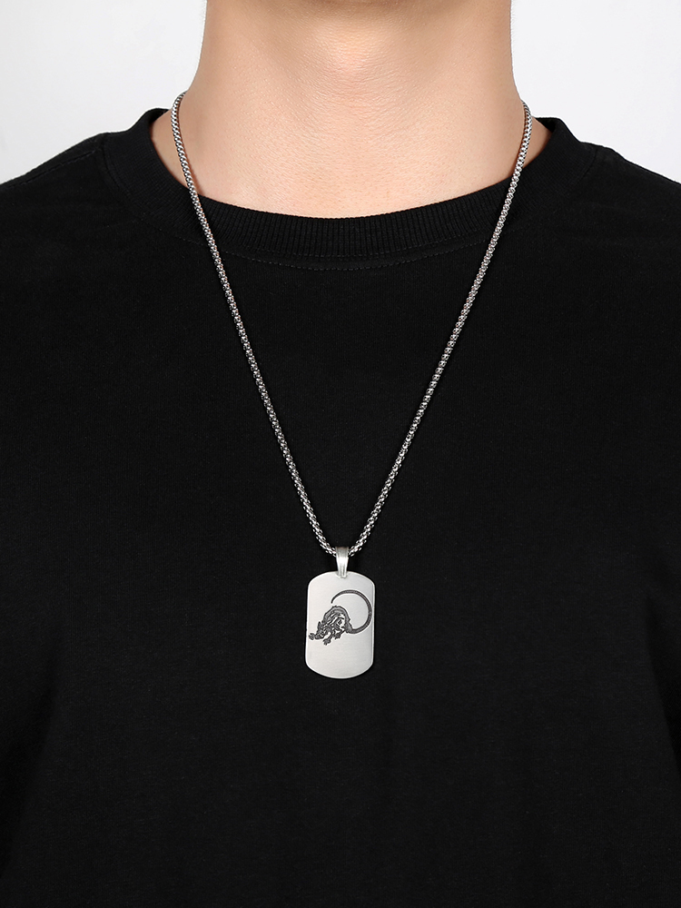 EVBEA Chinese Zodiac - Rat Square Pendant Necklace