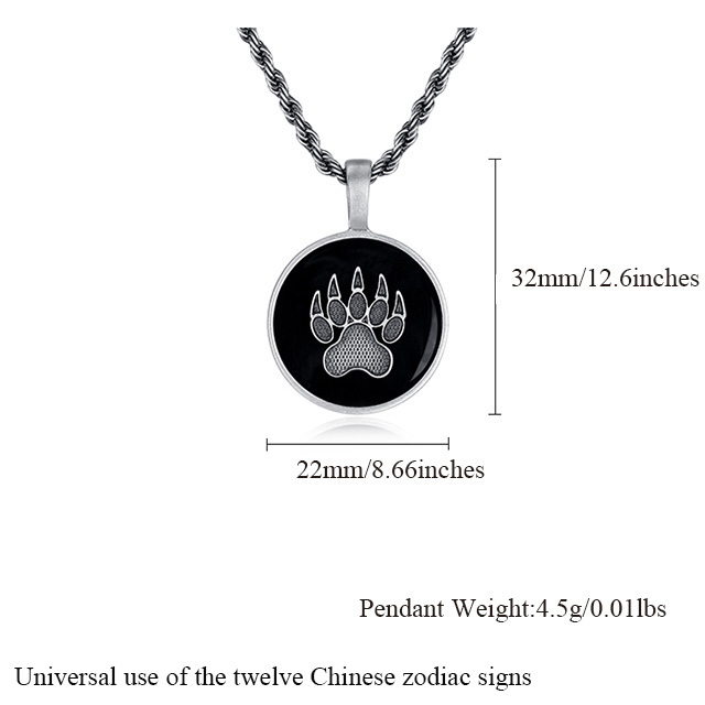 EVBEA Chinese Zodiac - Pig Footprints - Black Pendant