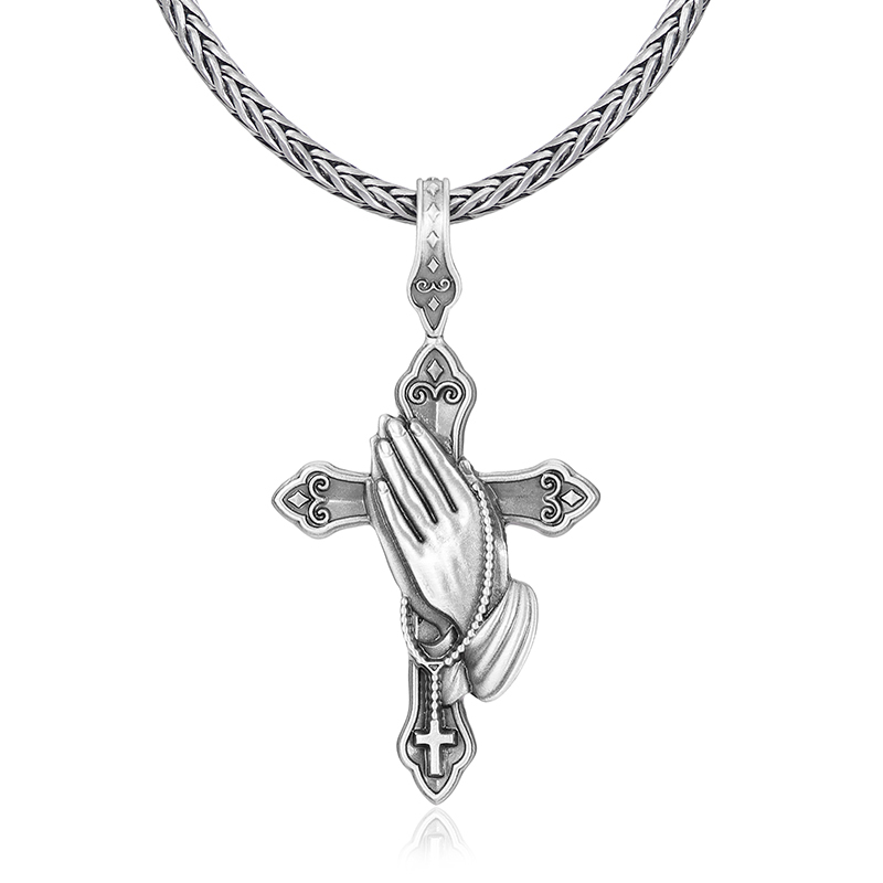 EVBEA Prayer Hand Cross Pendant Necklace