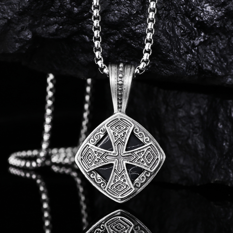 EVBEA Black Turquoise Cross Pendant