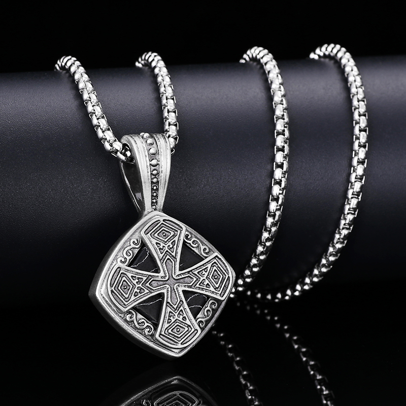EVBEA Black Turquoise Cross Pendant