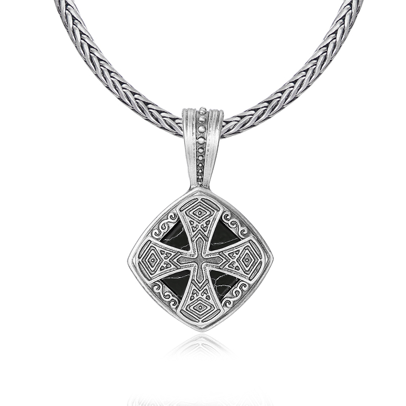 EVBEA Black Turquoise Cross Pendant