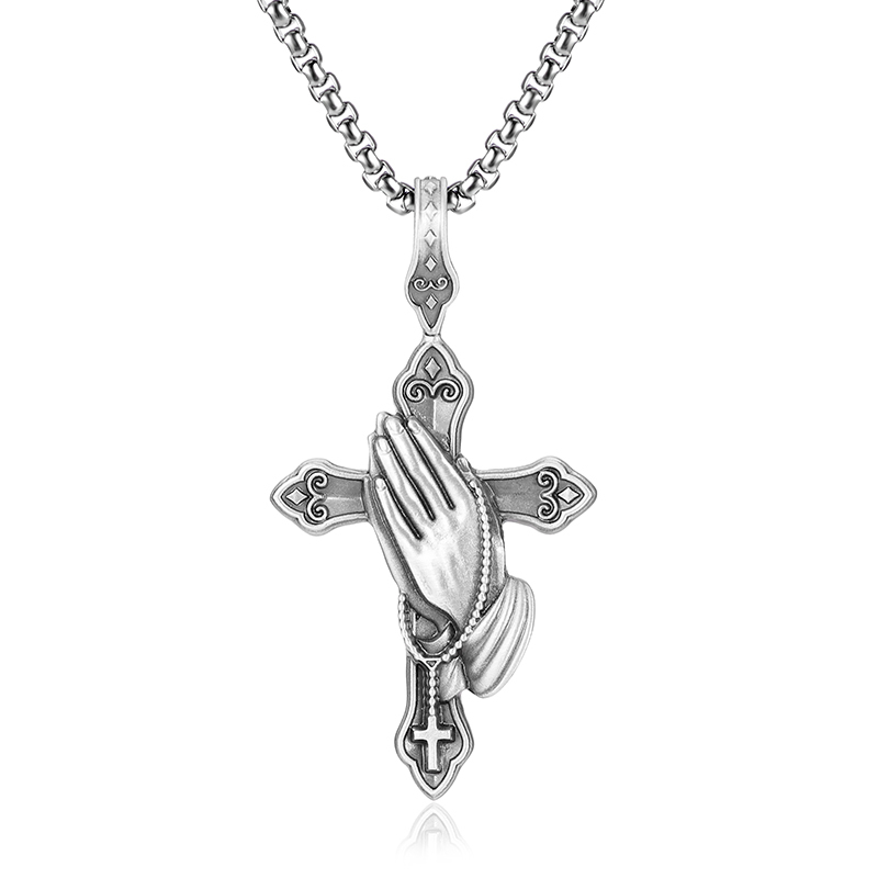 EVBEA Prayer Hand Cross Pendant Necklace
