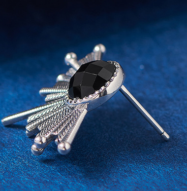 EVBEA Fan shaped geometric section black agate earrings