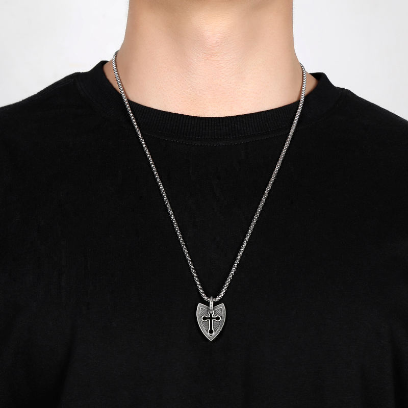EVBEA Cross Shield Pendant Necklace