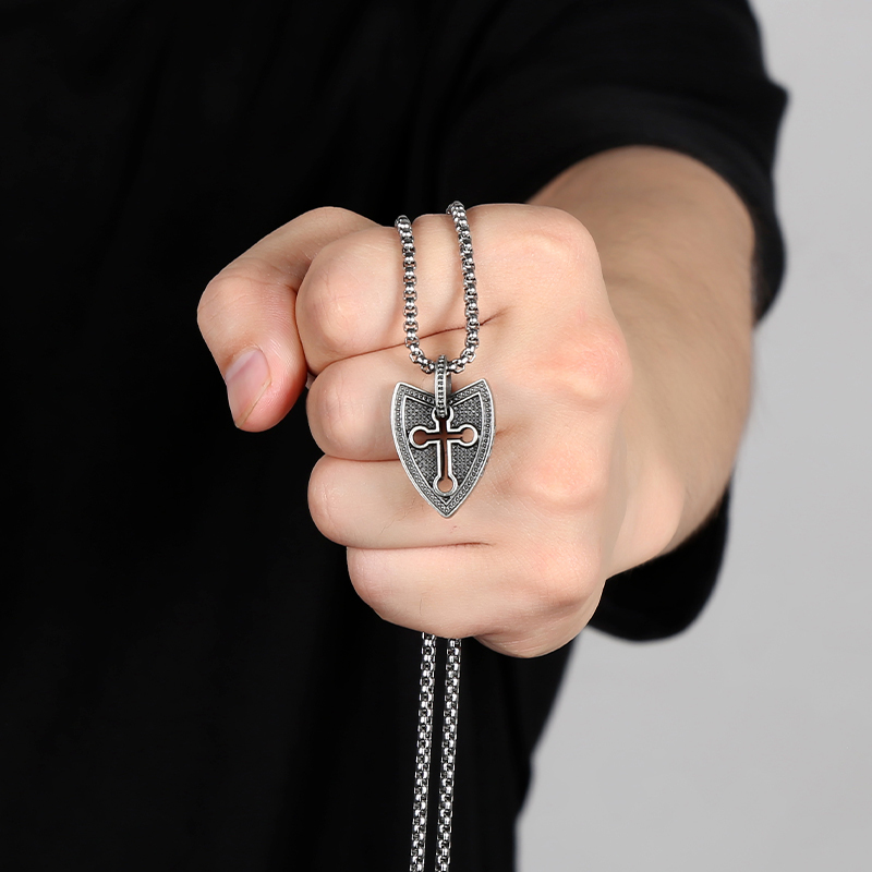 EVBEA Cross Shield Pendant Necklace