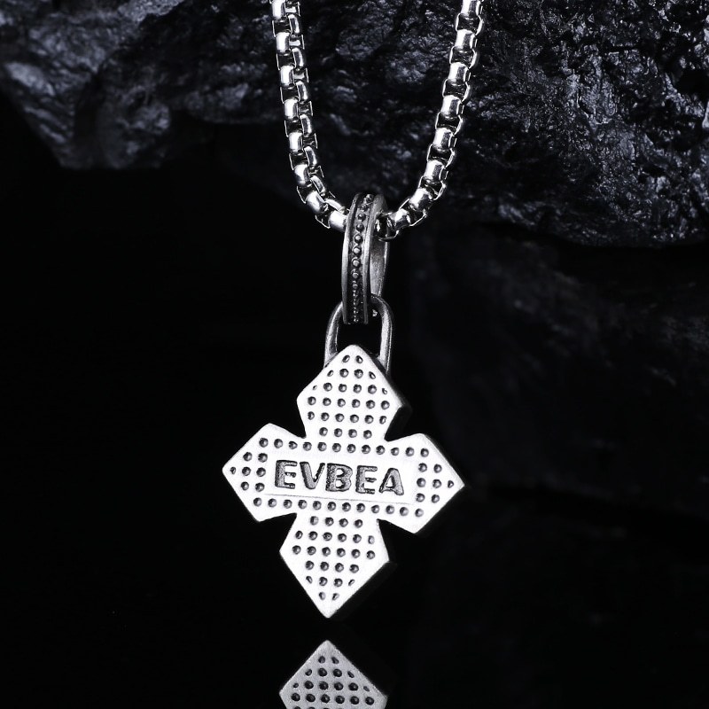 EVBEA Red Diamond Studded Cross Pendant Necklace