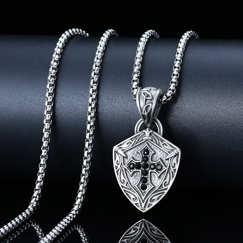 EVBEA Cross shield pendant Necklace