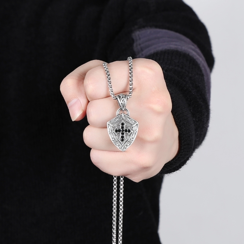 EVBEA Cross shield pendant Necklace