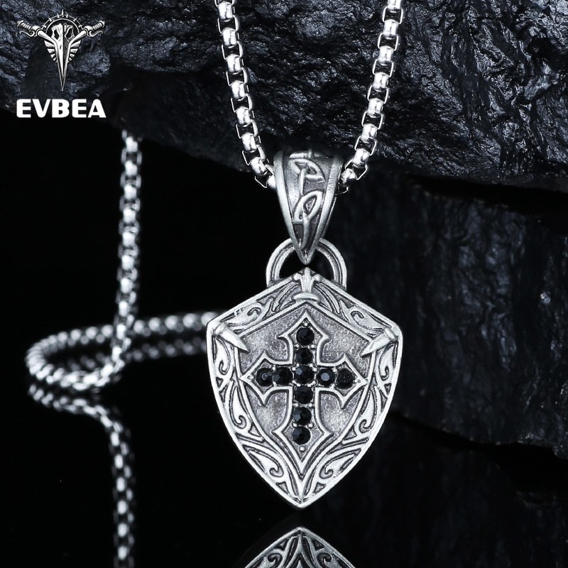 EVBEA Cross shield pendant Necklace