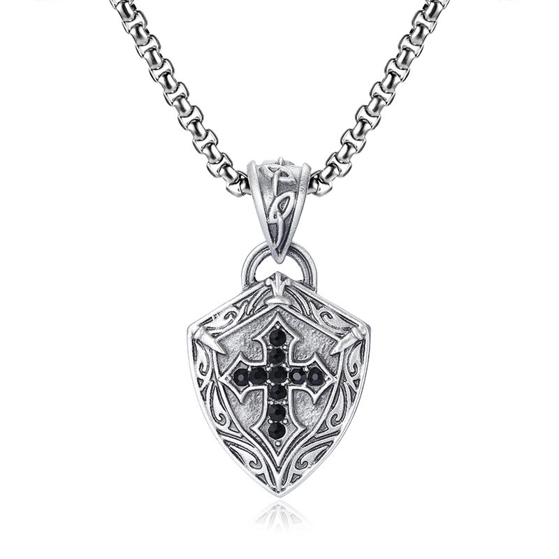 EVBEA Cross shield pendant Necklace
