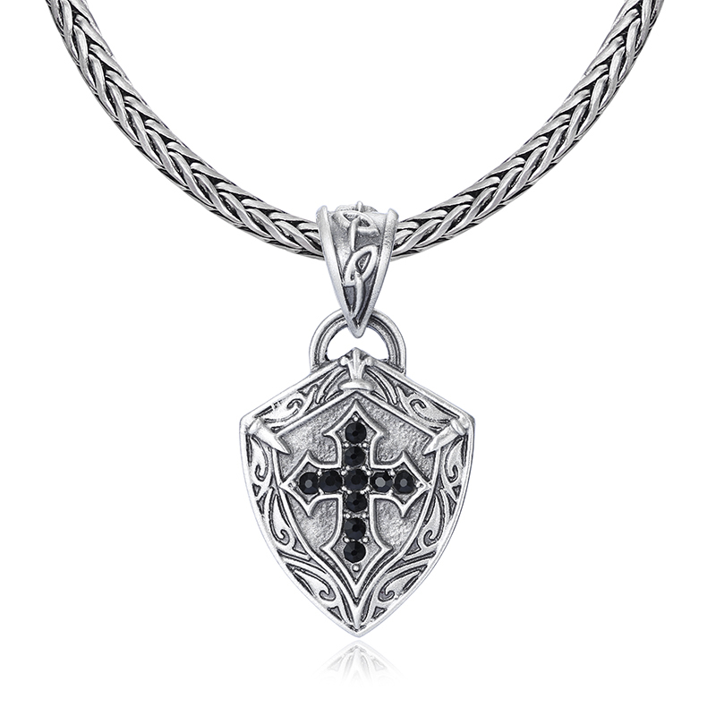 EVBEA Cross shield pendant Necklace