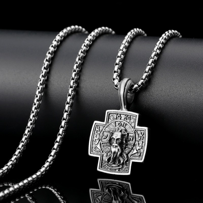 EVBEA Eastern Orthodox Cross Jesus Pendant Necklace