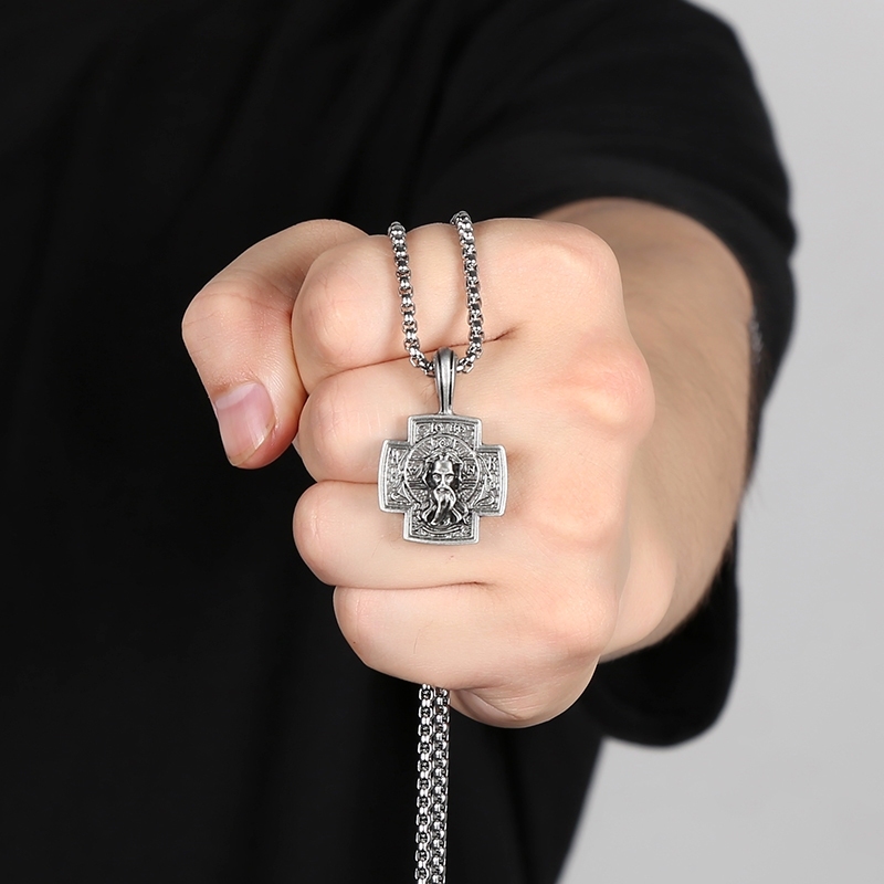 EVBEA Eastern Orthodox Cross Jesus Pendant Necklace