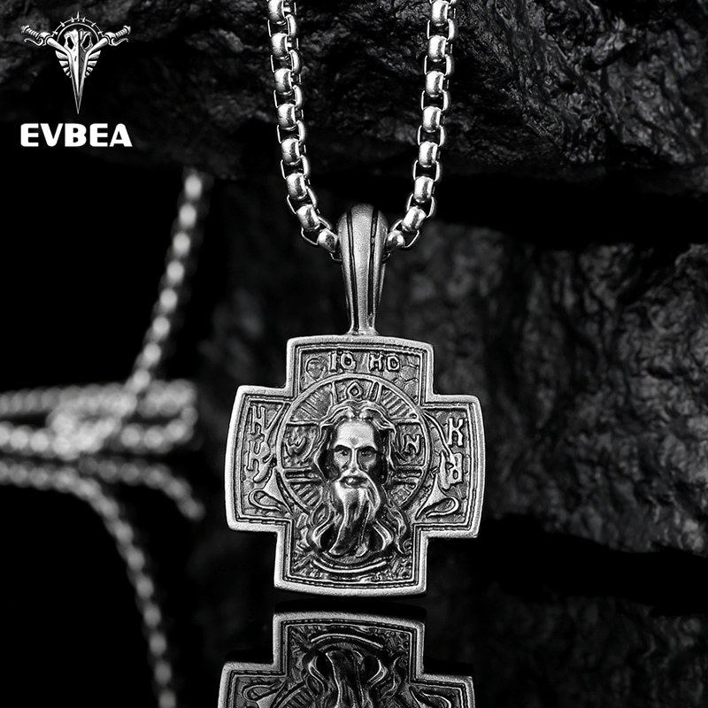 EVBEA Eastern Orthodox Cross Jesus Pendant Necklace