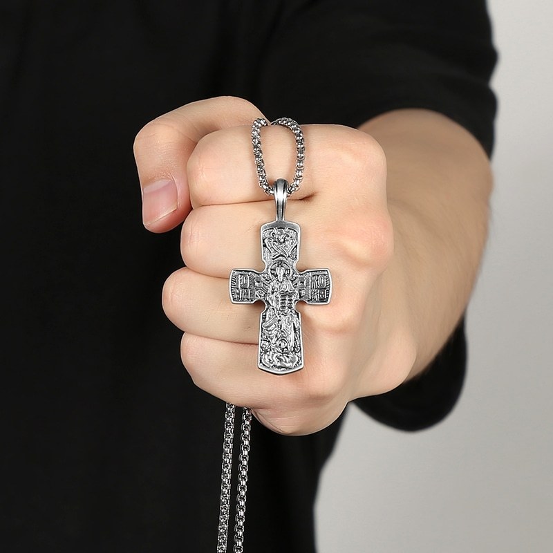 EVBEA Eastern Orthodox Cross Jesus Pendant Necklace