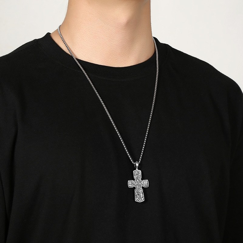 EVBEA Eastern Orthodox Cross Jesus Pendant Necklace