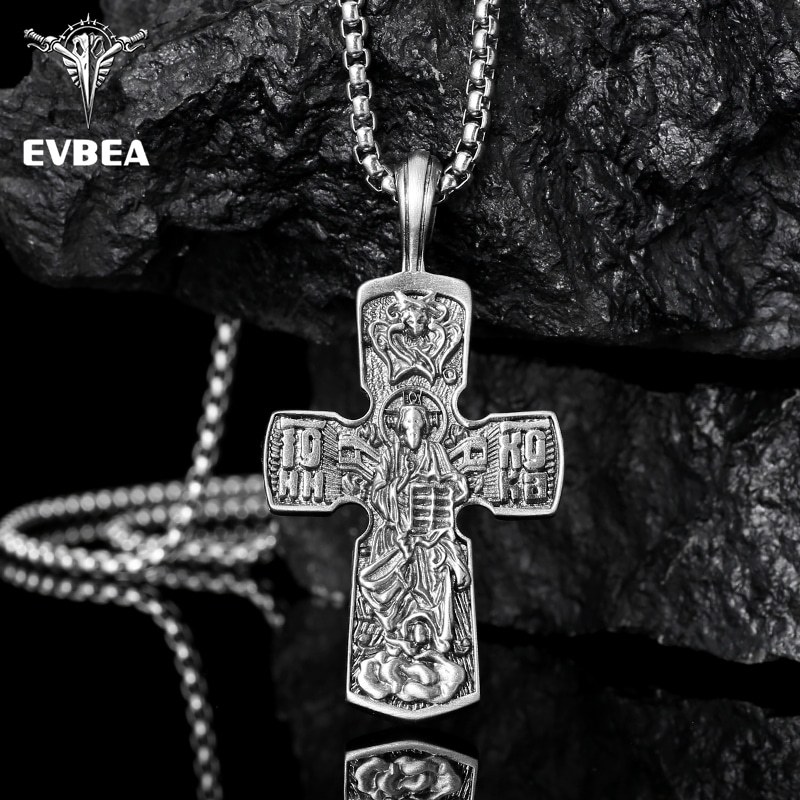 EVBEA Eastern Orthodox Cross Jesus Pendant Necklace