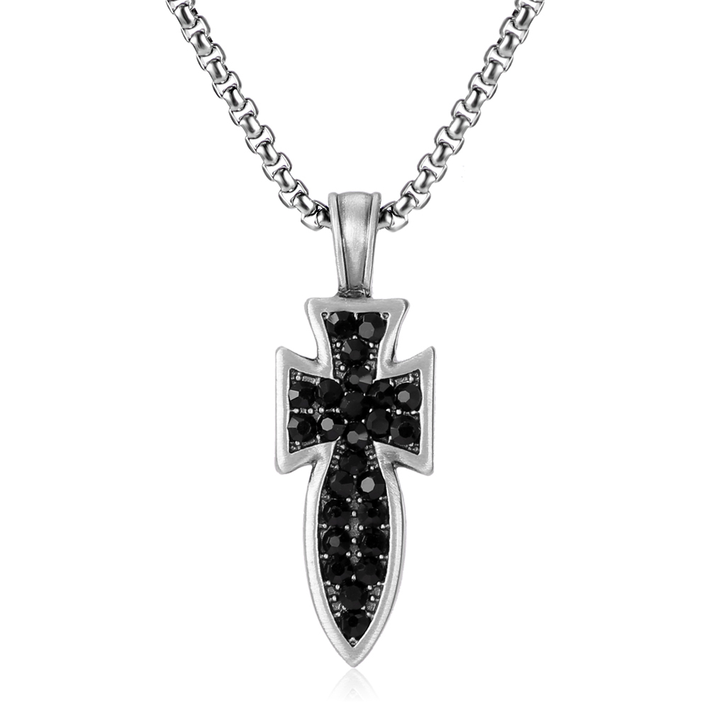EVBEA Black Diamond Cross Necklace