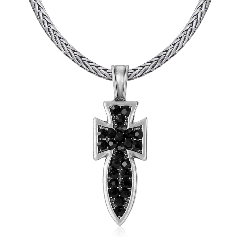EVBEA Black Diamond Cross Necklace