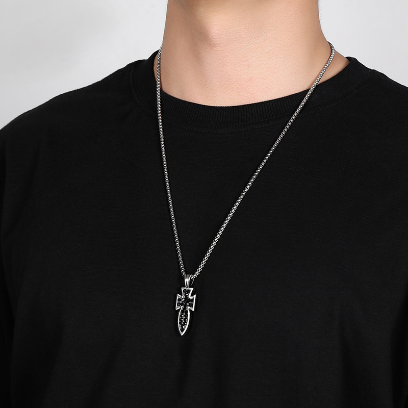 EVBEA Black Diamond Cross Necklace