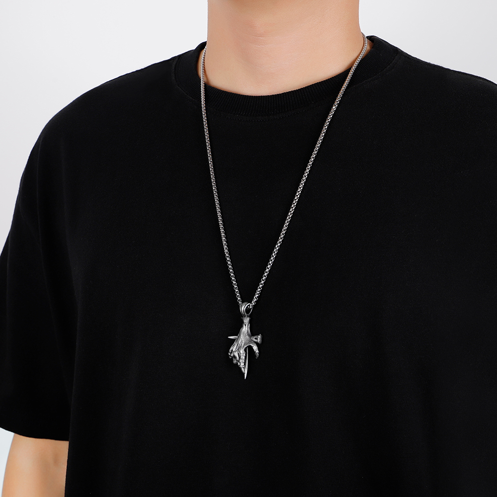 EVBEA Nail Cross Seal Demon Hand Pendant