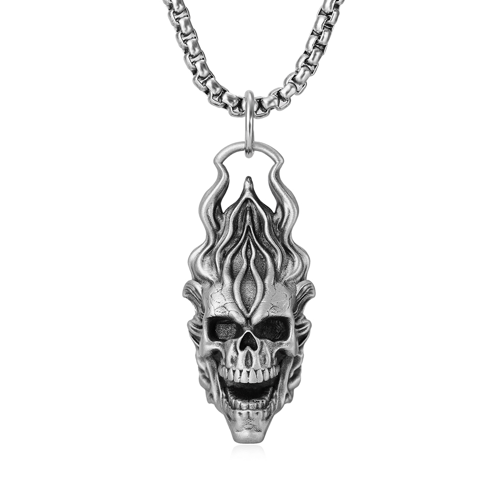 EVBEA Ghost Rider Flame Skull Pendant