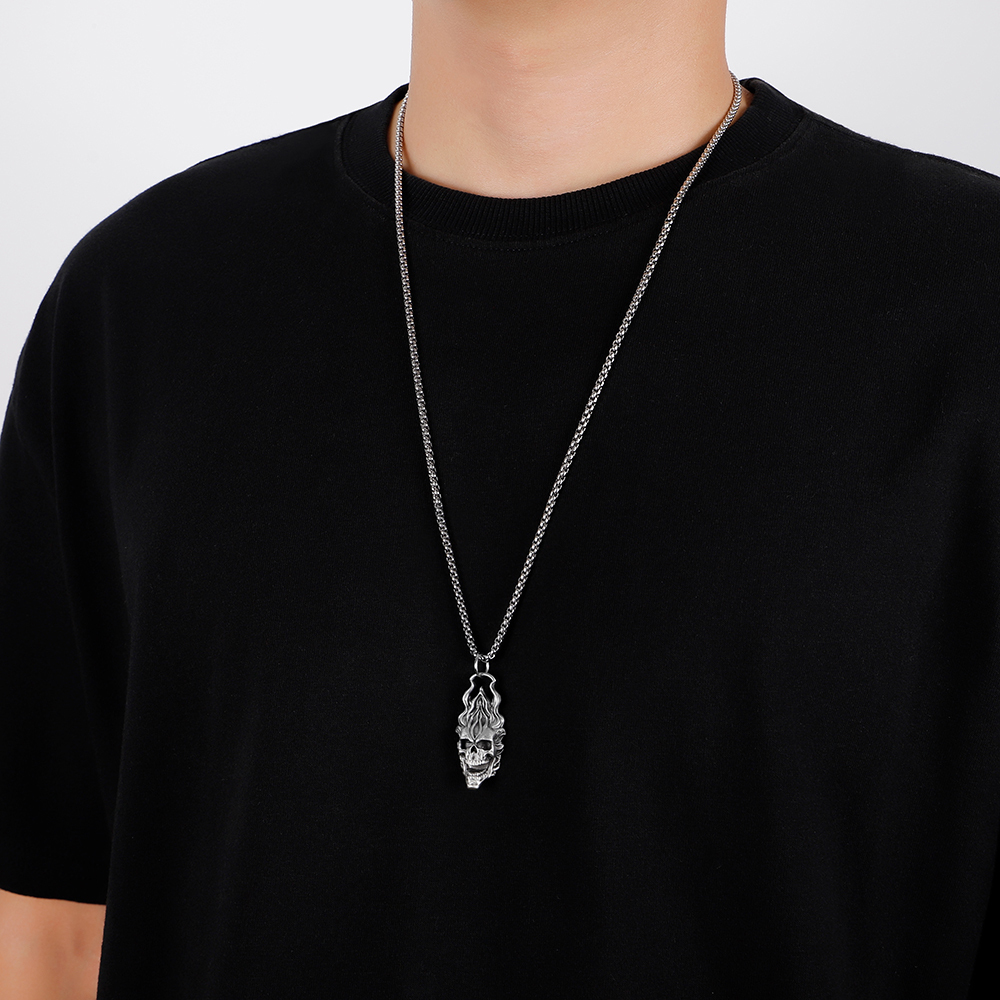 EVBEA Ghost Rider Flame Skull Pendant