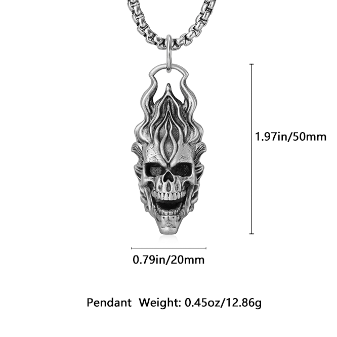 EVBEA Ghost Rider Flame Skull Pendant