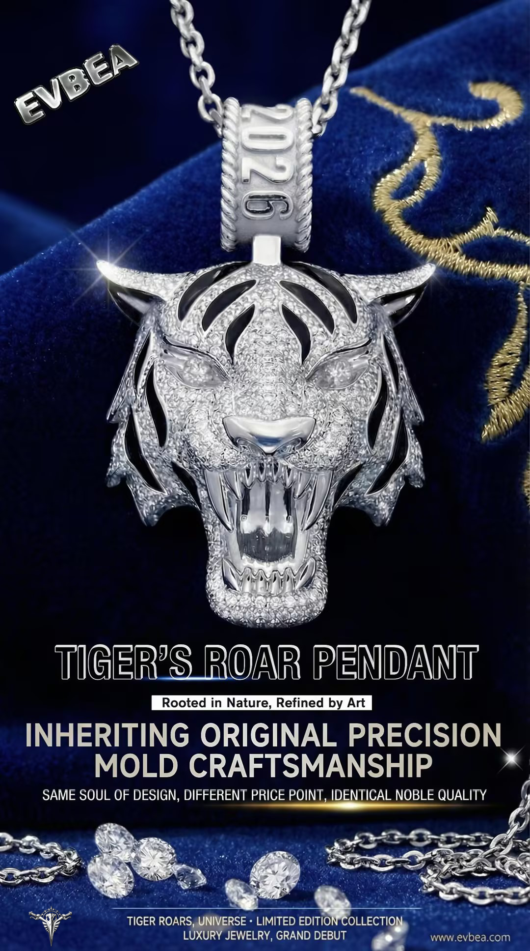 T1 Oner Silver Tiger Pendant Necklace