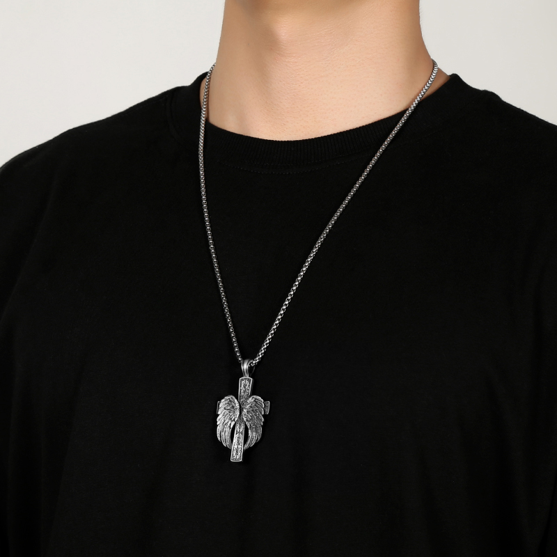 EVBEA Angel Wing Cross Pendant Necklace