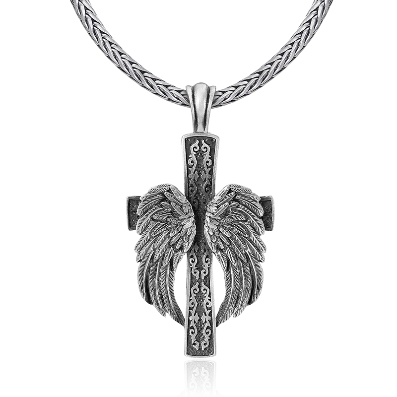 EVBEA Angel Wing Cross Pendant Necklace
