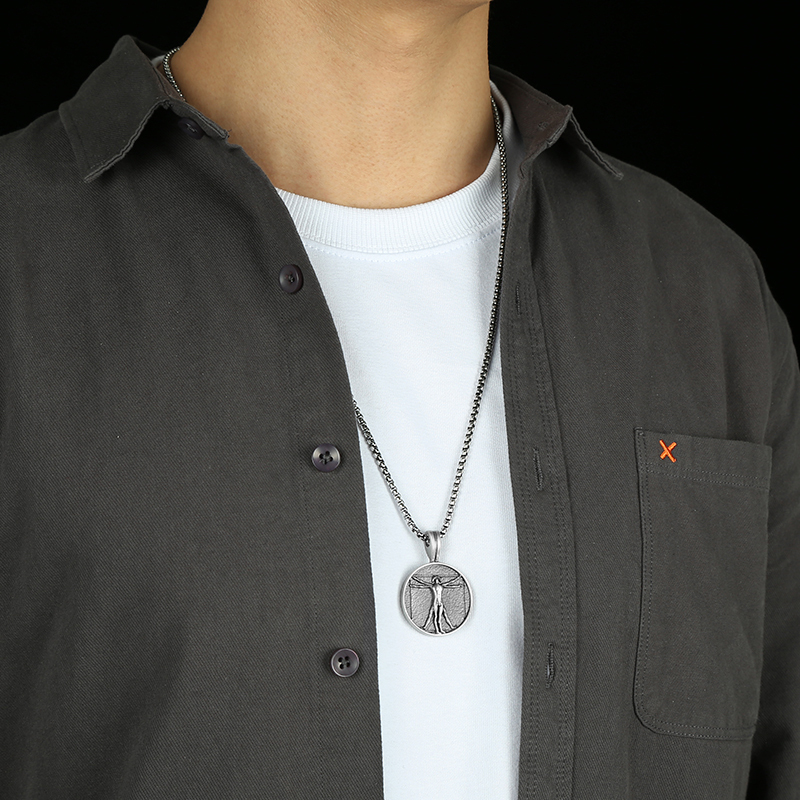 EVBEA Handcrafted Vitruvian Man Pendant